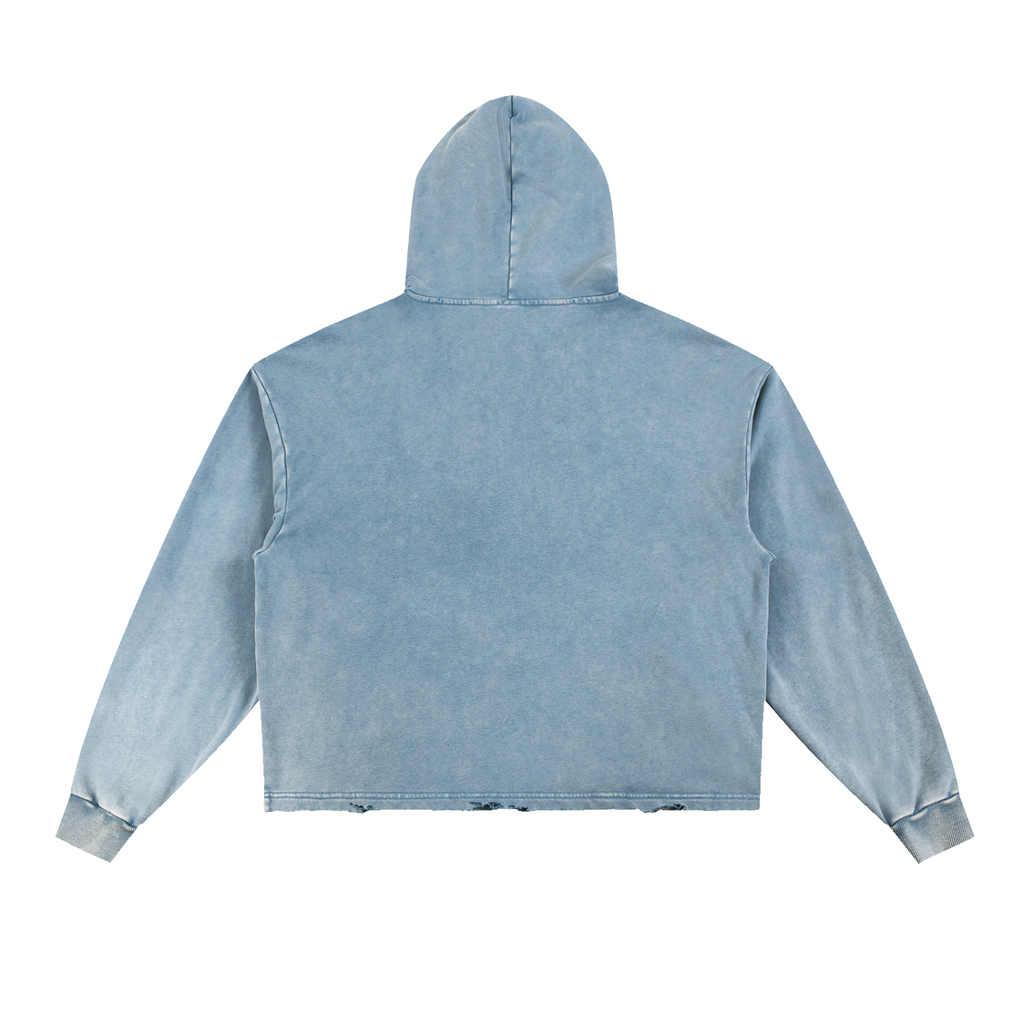 Vintage Washed Frayed-Hem Hoodie