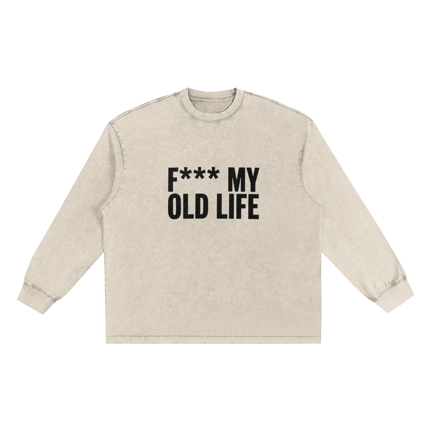 Snow Washed Frayed "FMOL" Long Sleeve T-Shirt